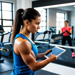 **Prompt:** A determined fitness entrepreneur in professional athletic wear, reviewing AI-generated workout plans on a tablet in a brightly lit, modern gym. Background features diverse, fully clothed clients exercising. Perfect anatomy, well-formed hands, correct proportions, natural pose. Safe for work, appropriate content, fully clothed, professional, family-friendly.