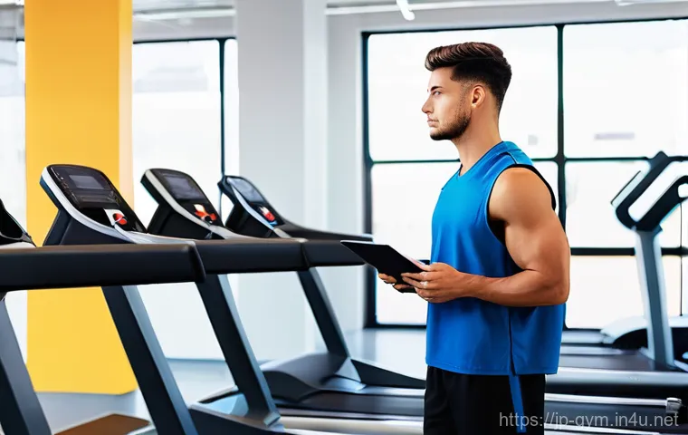 피트니스 경영사 업무 루틴 정리 - **Prompt 1: Serene Morning Preparation at a Modern Gym**
    A bright, clean, and modern fitness gym...