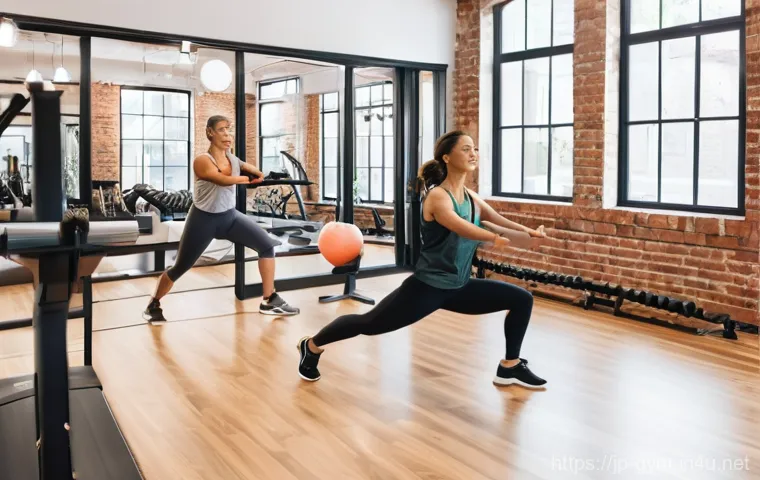 피트니스 경영사와 비즈니스 모델 개발 - **Prompt 2: Immersive Home Fitness Experience**
    A dynamic and engaging image featuring a person ...