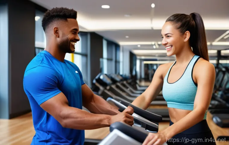 피트니스 경영사로서 직원 교육 계획 세우기 - **Prompt:** A vibrant, modern fitness gym bustling with activity. Diverse, friendly gym staff, dress...