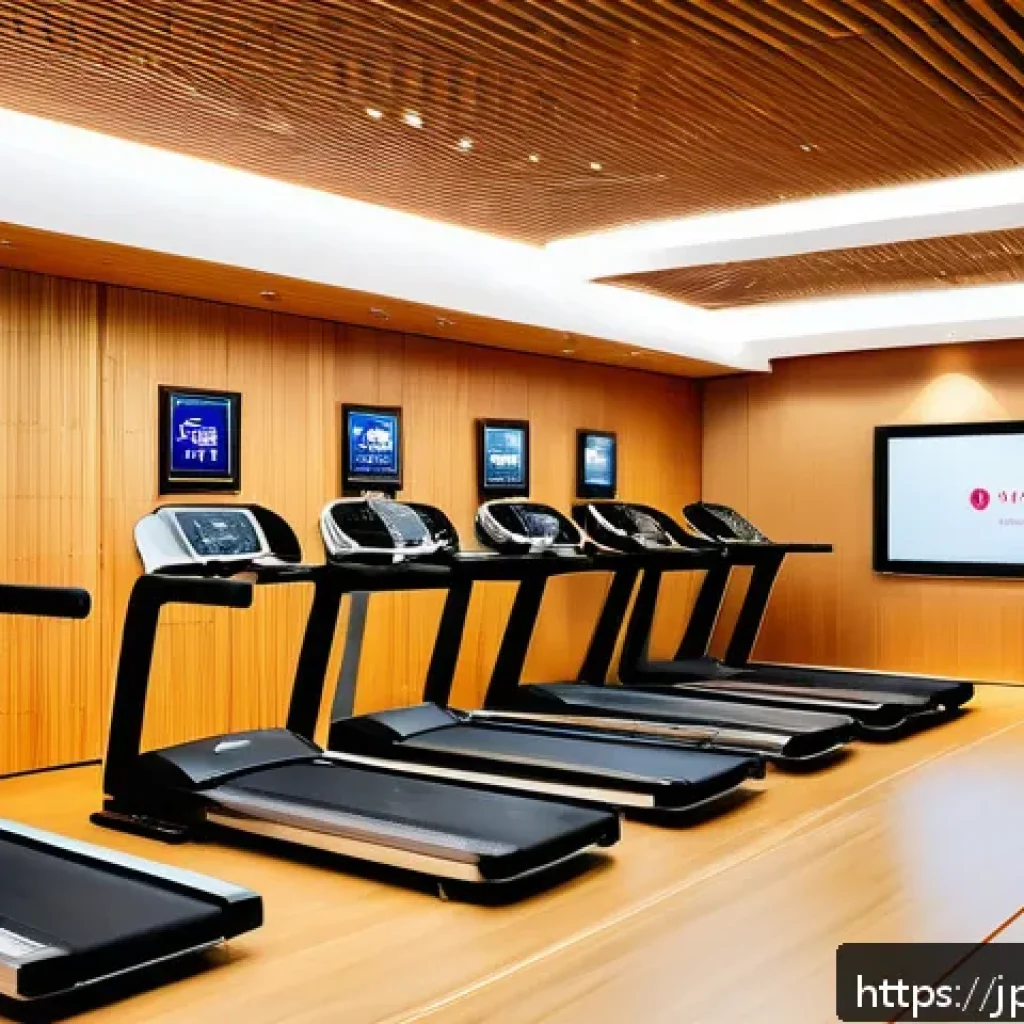 피트니스 경영사로서 성공 사례 연구 - A modern Japanese fitness gym interior bustling with diverse customers engaged in personalized train...