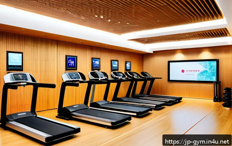 피트니스 경영사로서 성공 사례 연구 - A modern Japanese fitness gym interior bustling with diverse customers engaged in personalized train...